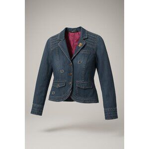 Rocawear Denim Jacket Girl Large 10/12 Medium Wash Magenta Satin Lined Y2K Retro